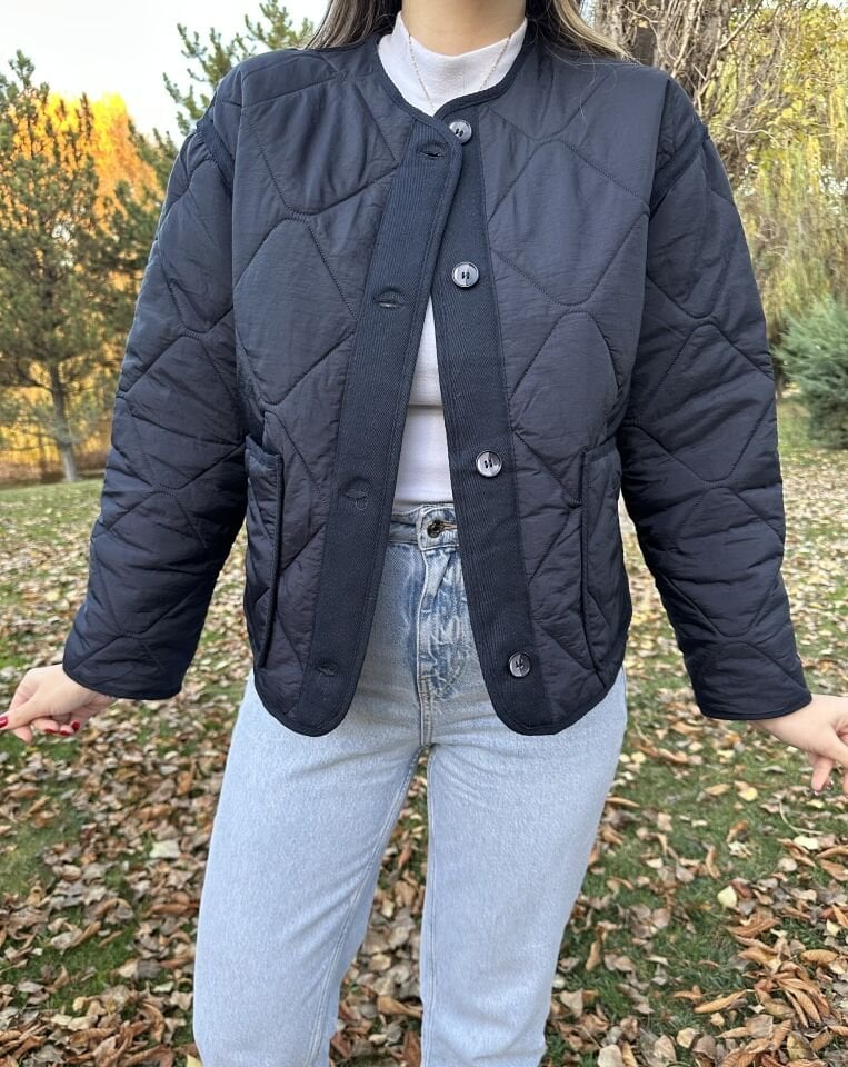 Lacivert Cepli Kapitone Ceket