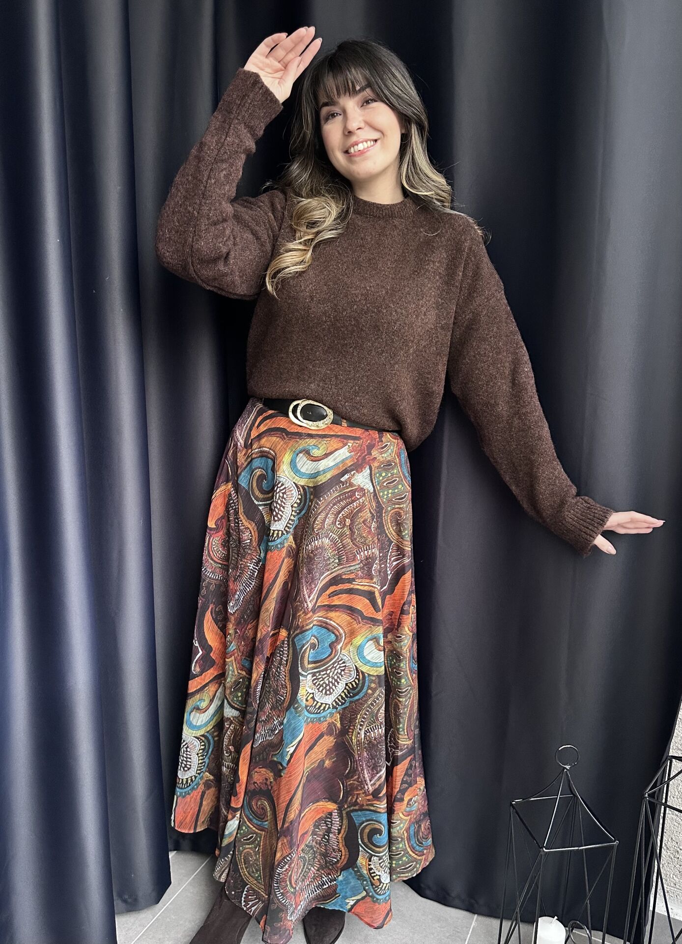 Acı Kahve Sıfır Yaka Basic  Kazak