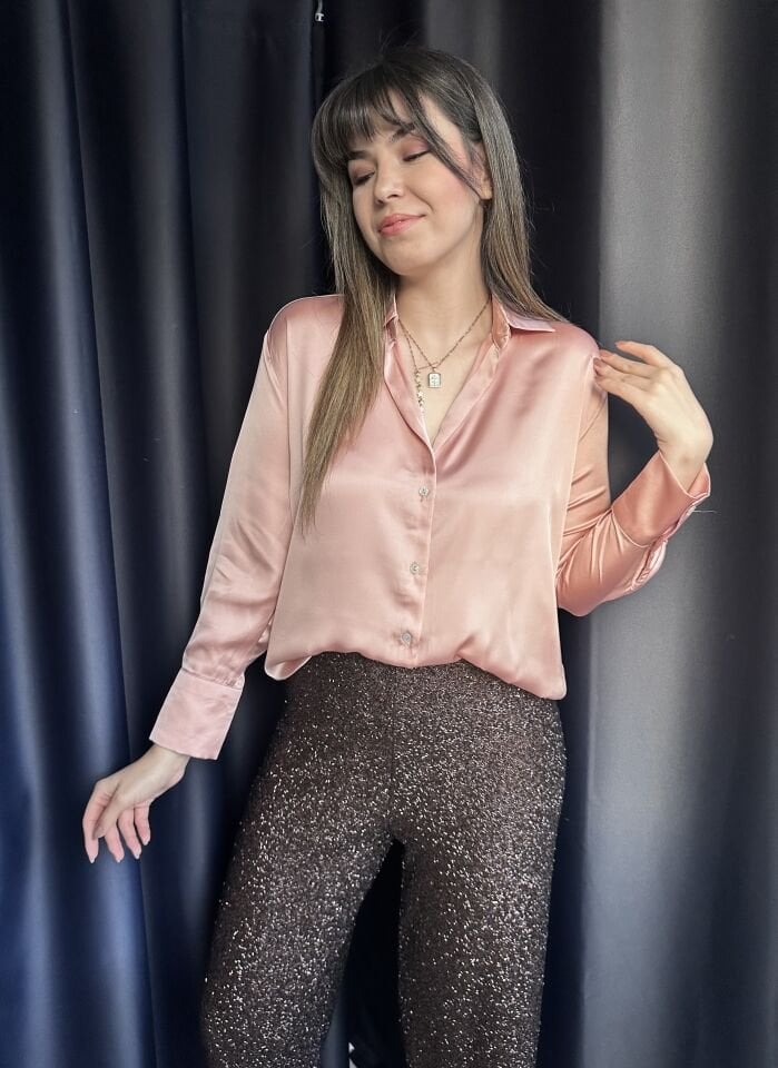 Somon V yaka Saten Gömlek