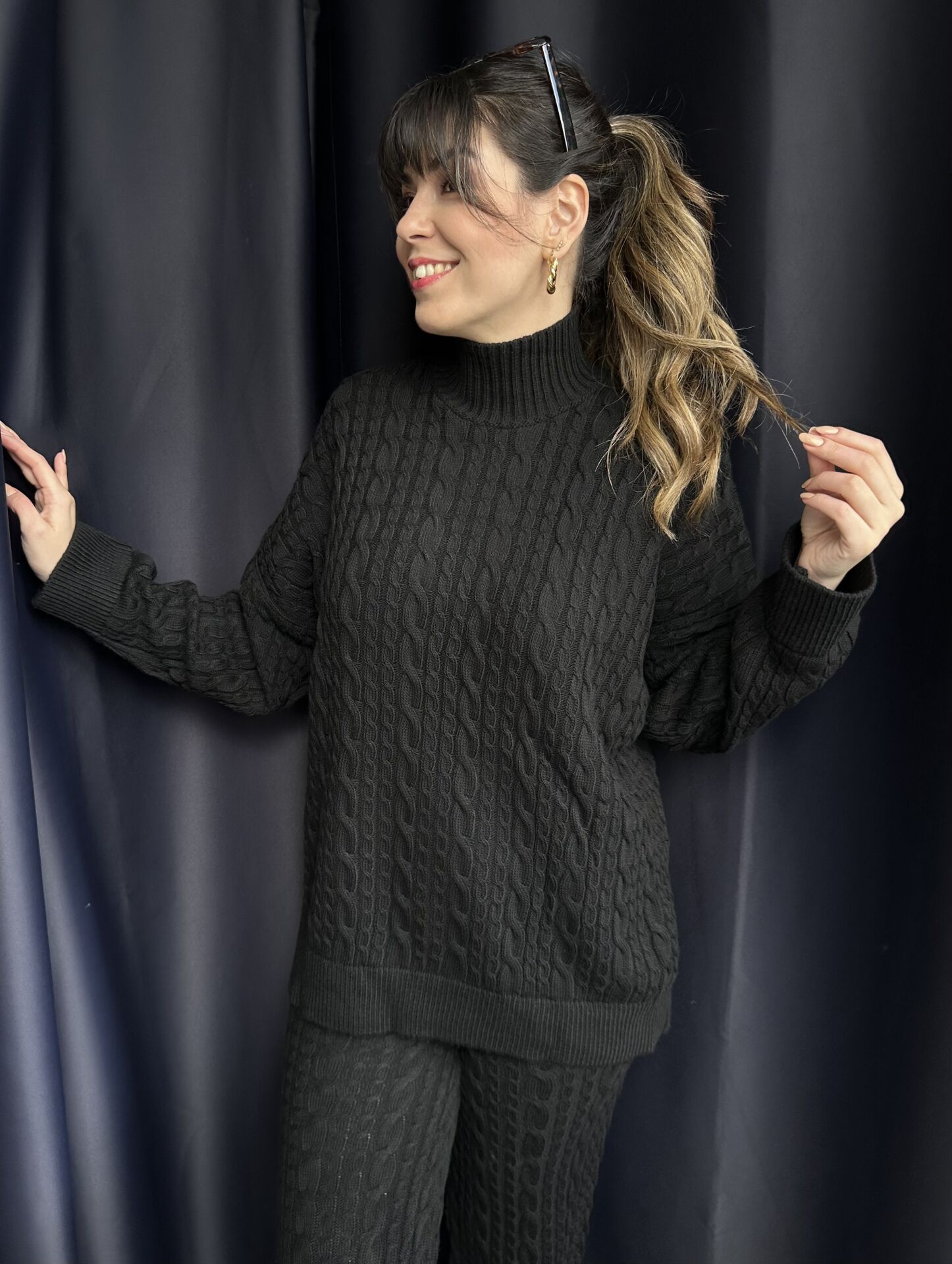 Saç Örgü Üçlü Triko Takım