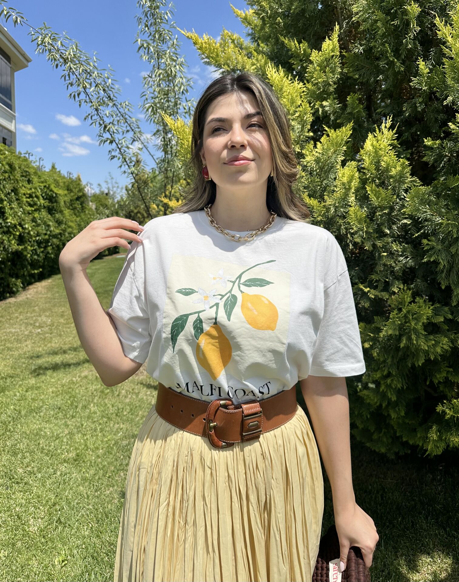 Amalfi Limonlu Beyaz Tişört