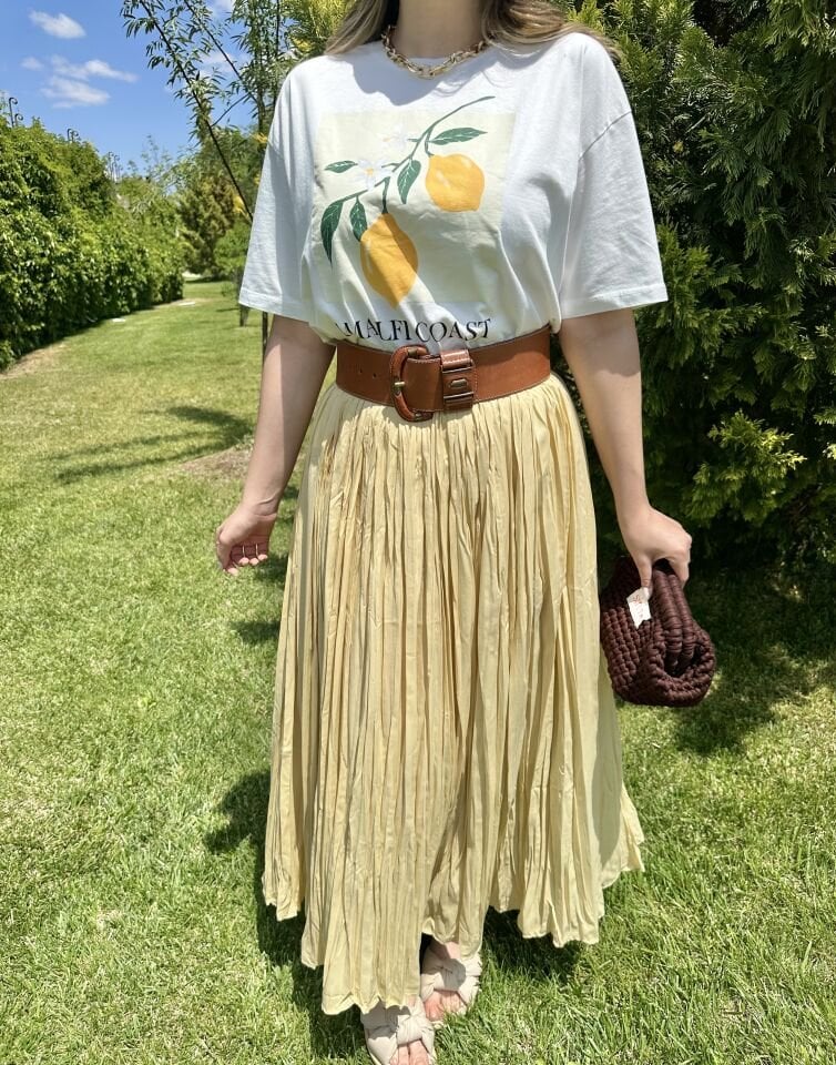 Amalfi Limonlu Beyaz Tişört