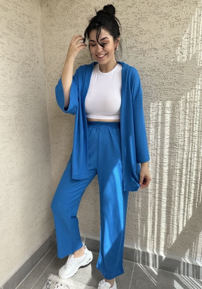 Bürümcük Mavi Kimono Takım