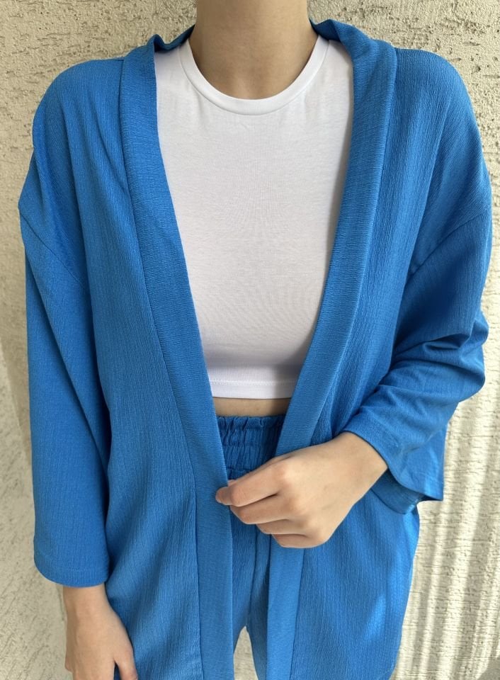 Bürümcük Mavi Kimono Takım